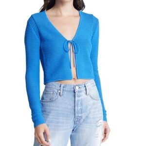 Frame Open Stitch Tie Front Cardigan